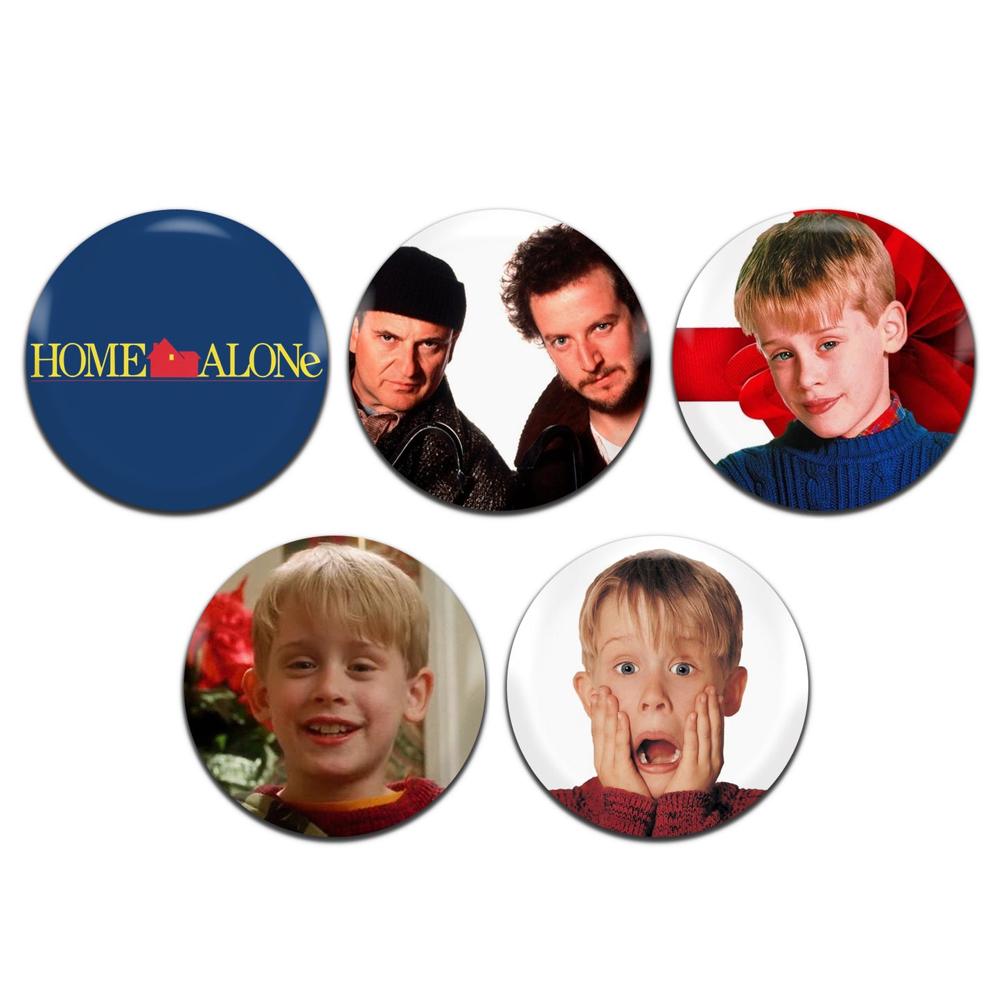 Home Alone Movie Christmas Film 90's 25mm / 1 Inch D-Pin Button Badges (5x Set)