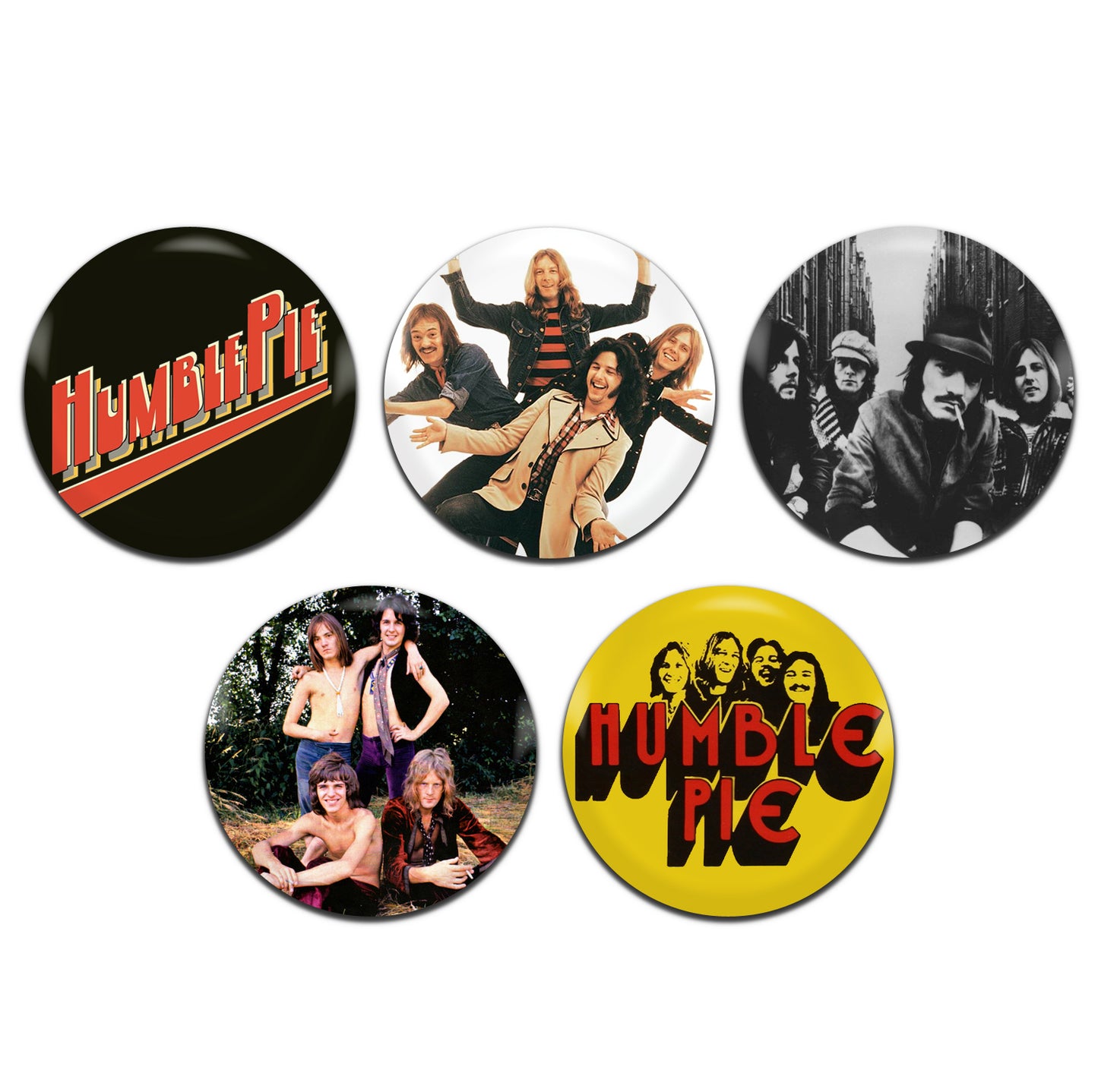 Humble Pie Blues Rock Band 70's 25mm / 1 Inch D-Pin Button Badges (5x Set)