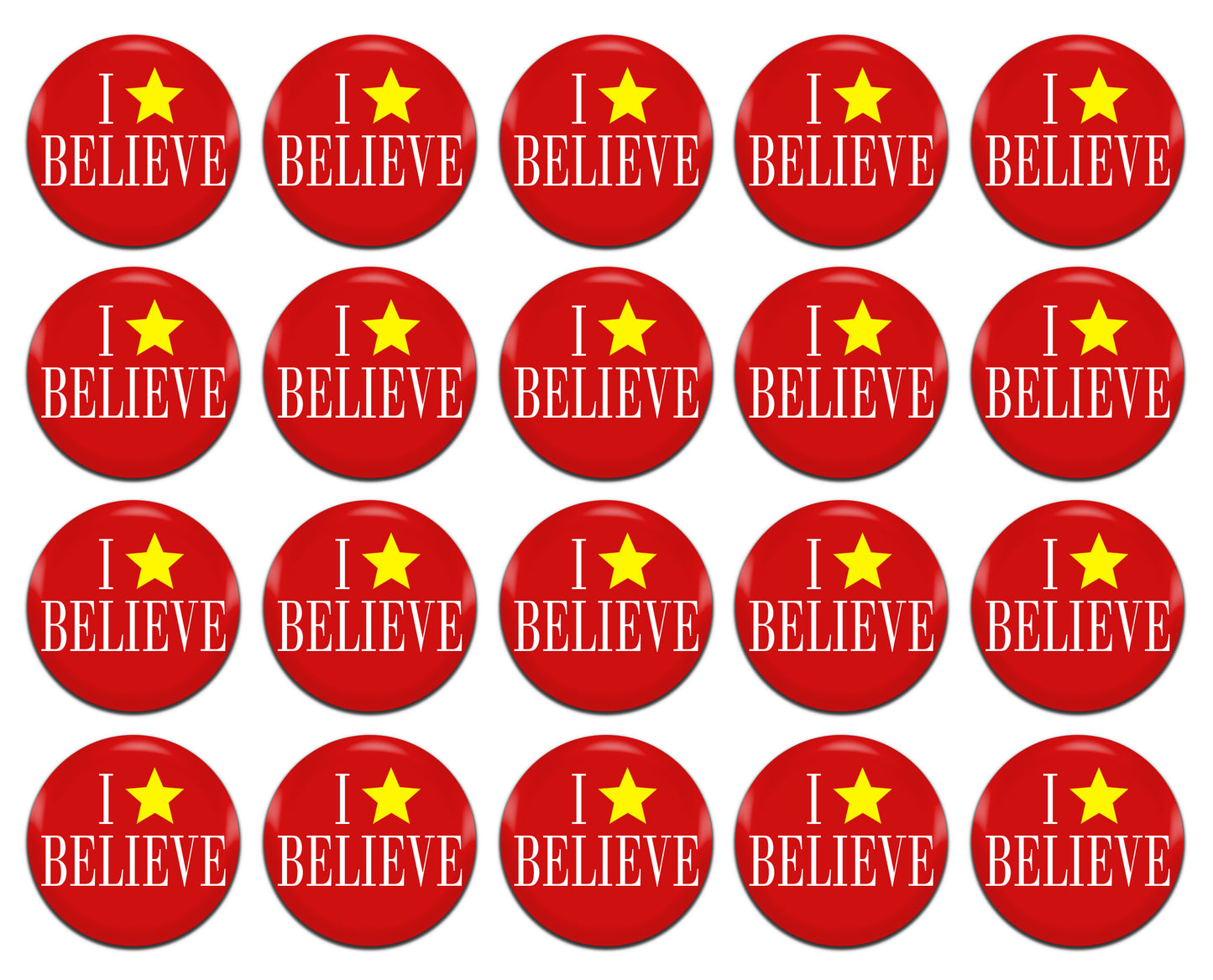 I Believe Christmas 25mm / 1 Inch D-Pin Button Badges (20x Set)