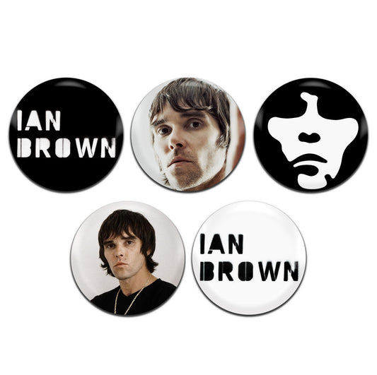 Ian Brown Indie Rock 90's 00's 25mm / 1 Inch D-Pin Button Badges (5x Set)