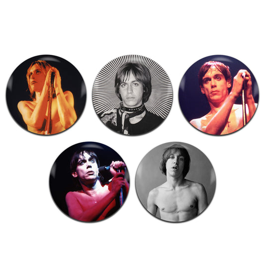Iggy Pop Garage Rock Punk 70's 25mm / 1 Inch D-Pin Button Badges (5x Set)