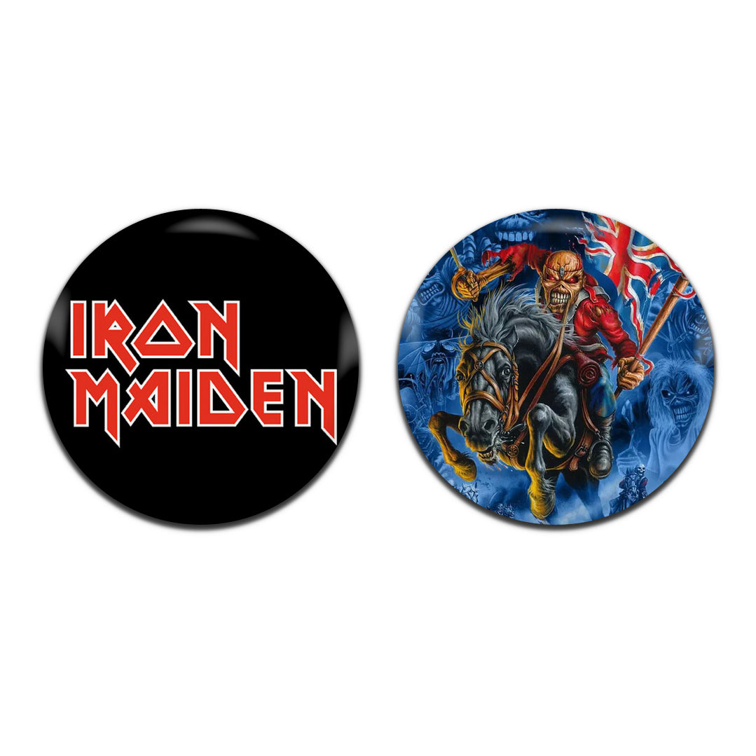 Iron Maiden Heavy Metal Rock Band 70's 80's 25mm / 1 Inch D-Pin Button Badges (2x Set)