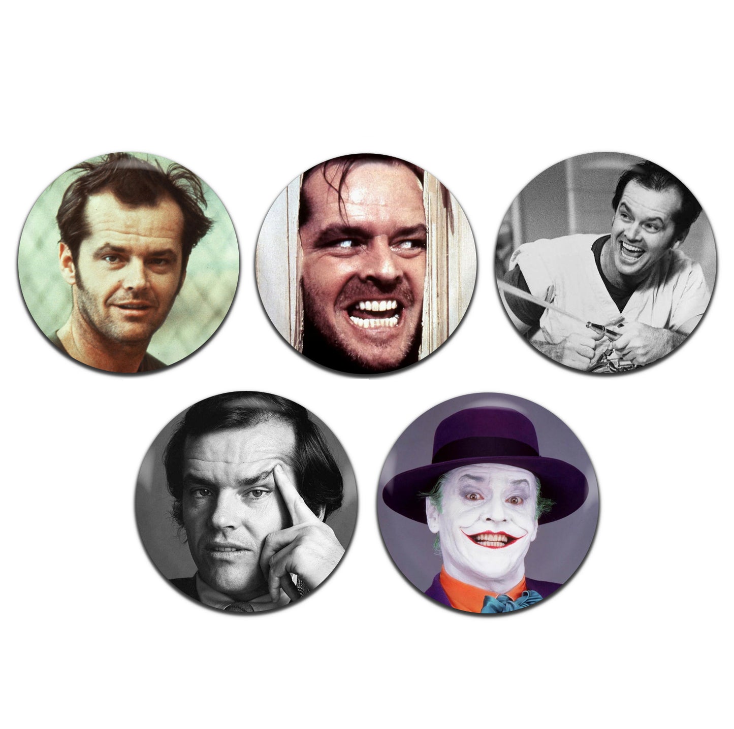 Jack Nicholson Movie Film Actor 25mm / 1 Inch D-Pin Button Badges (5x Set)