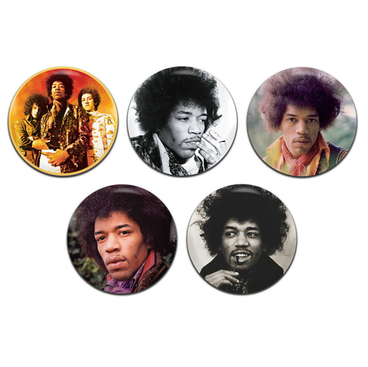 Jimi Hendrix Psychedelic Rock 60's 25mm / 1 Inch D-Pin Button Badges (5x Set)