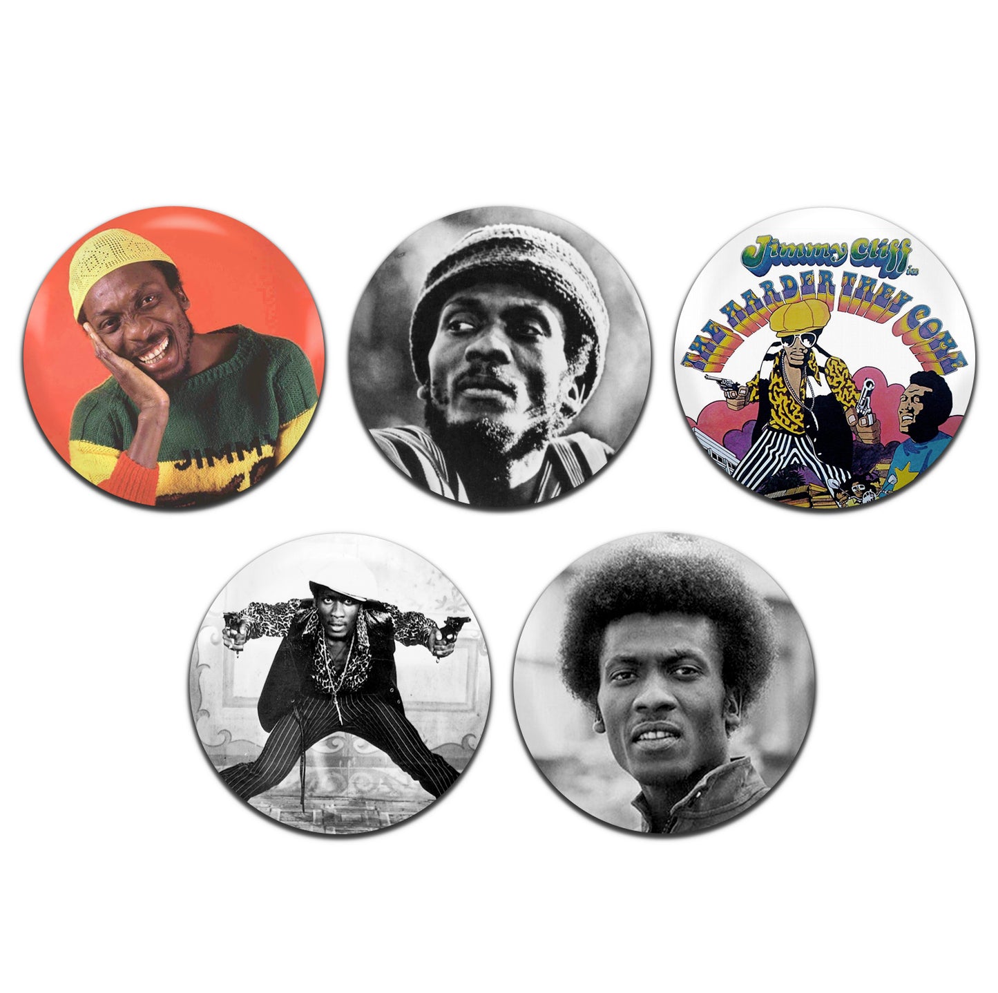 Jimmy Cliff Reggae Ska 60's 70's 25mm / 1 Inch D-Pin Button Badges (5x Set)