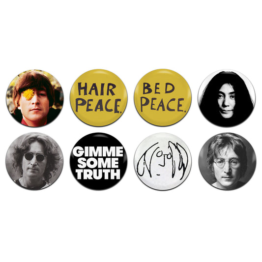 John Lennon Rock Pop 60's 70's 25mm / 1 Inch D-Pin Button Badges (8x Set)