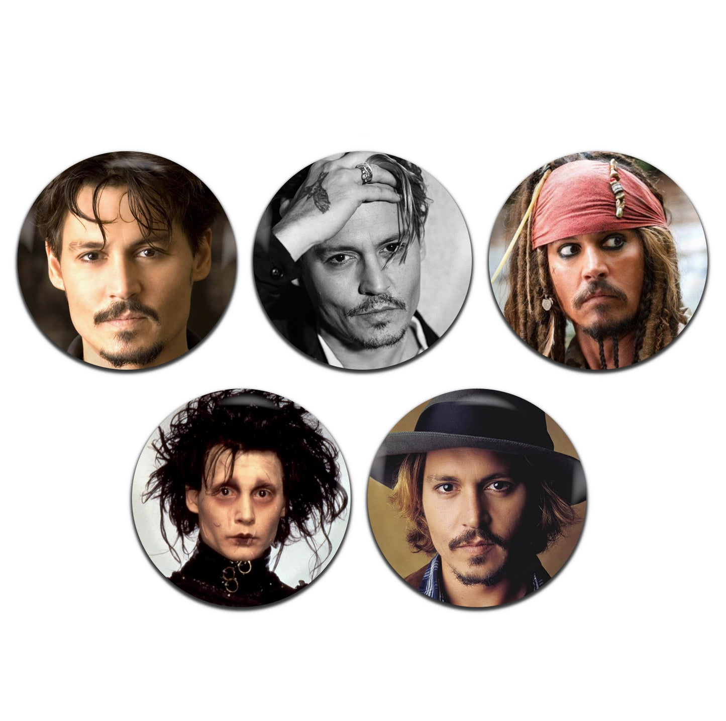 Johnny Depp Movie Film Actor 80's 90's 00's 25mm / 1 Inch D-Pin Button Badges (5x Set)