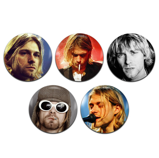 Kurt Cobain Grunge Rock 90's 25mm / 1 Inch D-Pin Button Badges (5x Set)