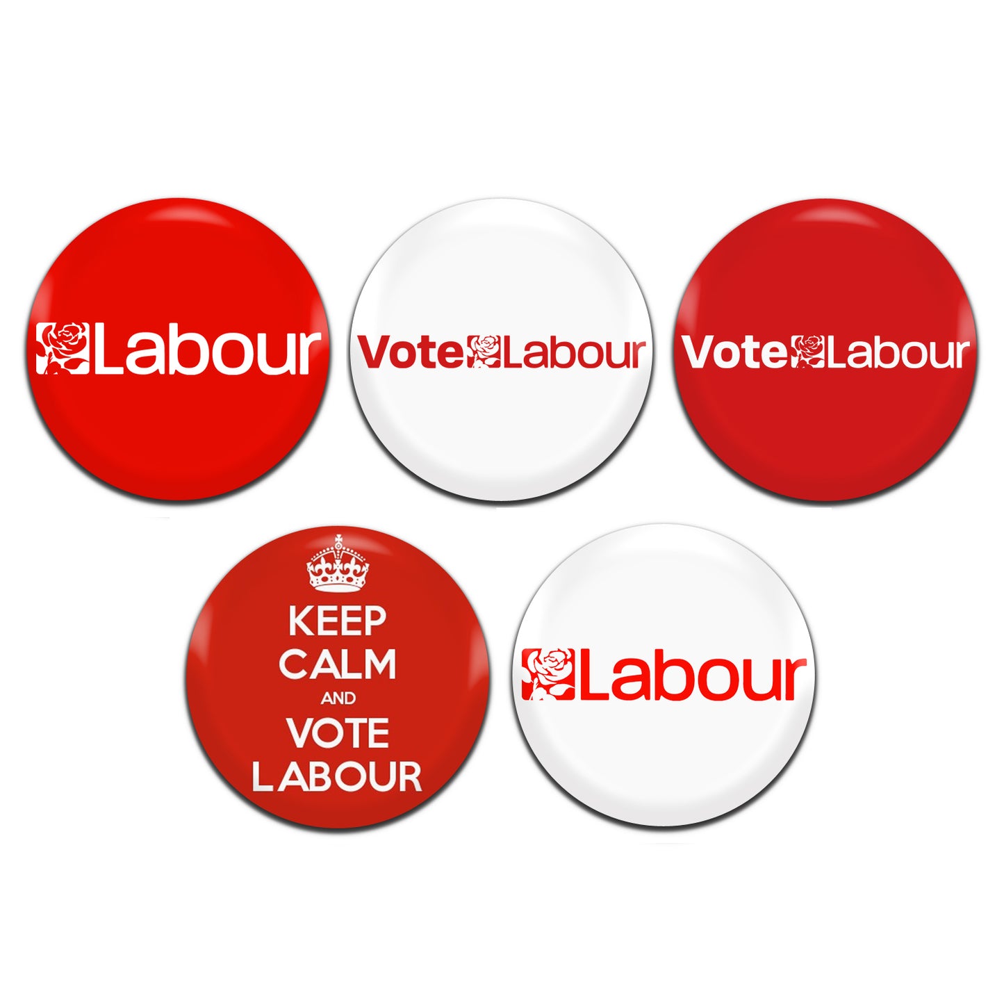 Labour Party Politics 25mm / 1 Inch D-Pin Button Badges (5x Set)