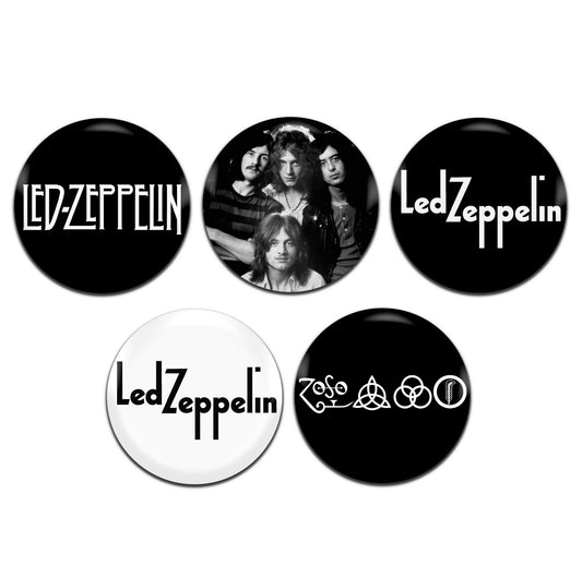 Led Zeppelin Heavy Rock Band 60's 70's 25mm / 1 Inch D-Pin Button Badges (5x Set)