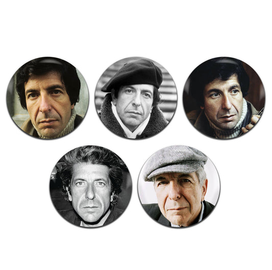 Leonard Cohen Folk 60's 70's 25mm / 1 Inch D-Pin Button Badges (5x Set)