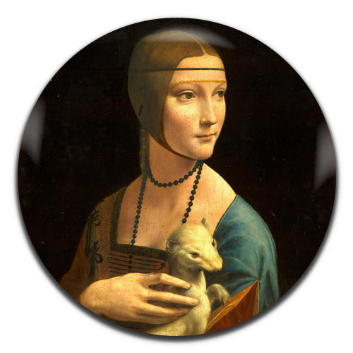 Leonardo Da Vinci Lady With An Ermine Classic Art Painting 25mm / 1 Inch D-pin Button Badge