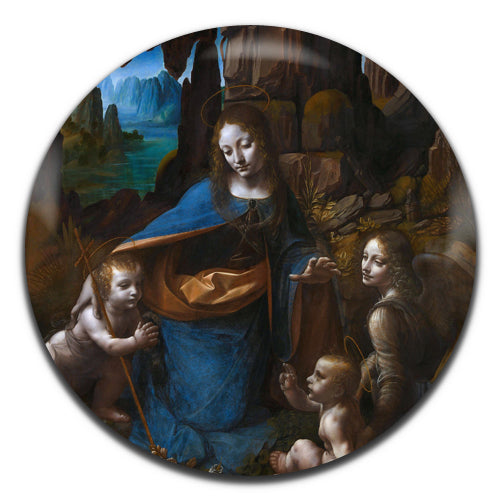 Leonardo Da Vinci Virgin Of The Rocks Classic Art Painting 25mm / 1 Inch D-pin Button Badge