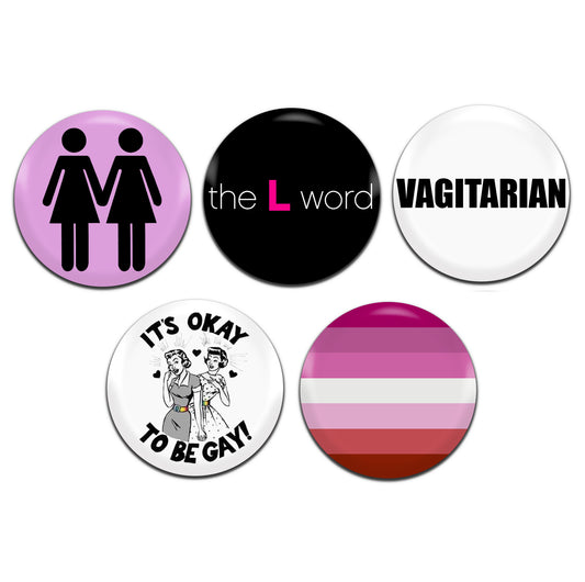 Lesbian Gay LGBT 25mm / 1 Inch D-Pin Button Badges (5x Set)