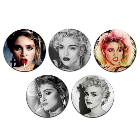 Madonna Pop Singer 80's 90's Pop 25mm / 1 Inch D-Pin Button Badges (5x Set)