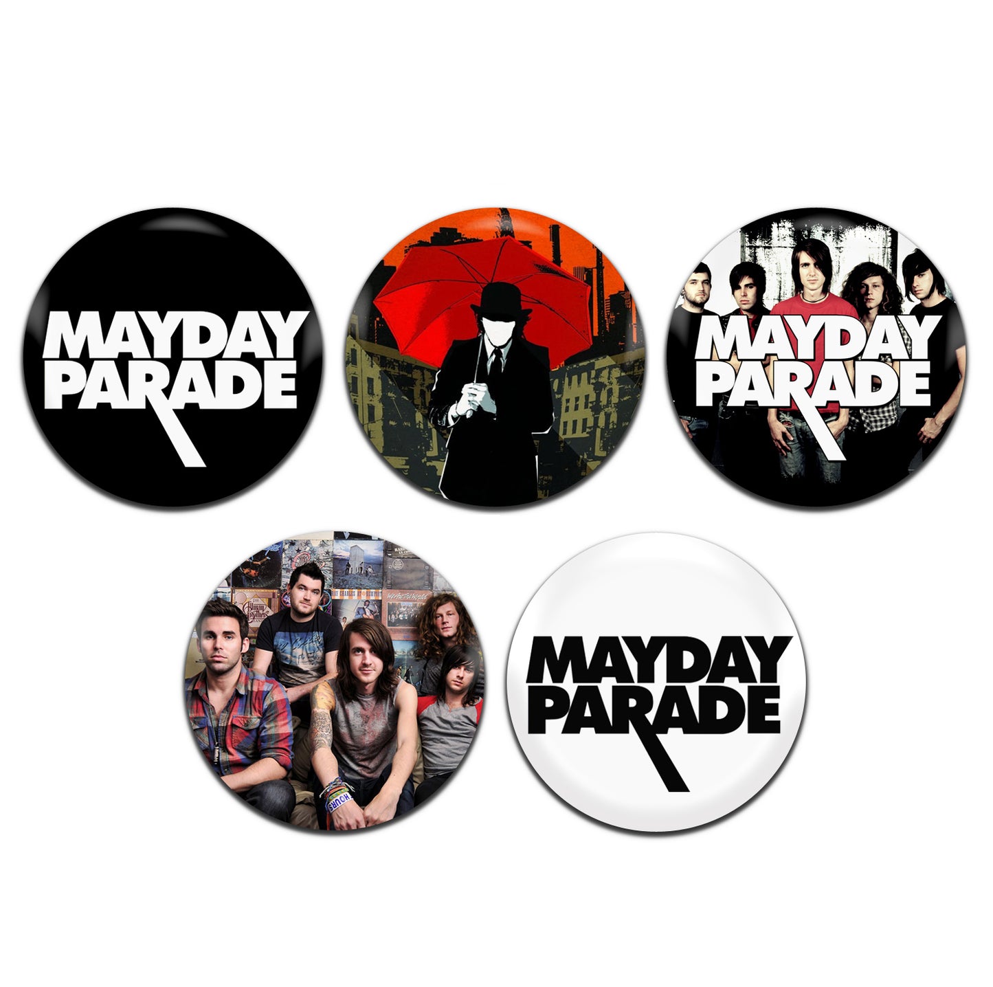 Mayday Parade Pop Rock Emo Alternative 00's 25mm / 1 Inch D-Pin Button Badges (5x Set)