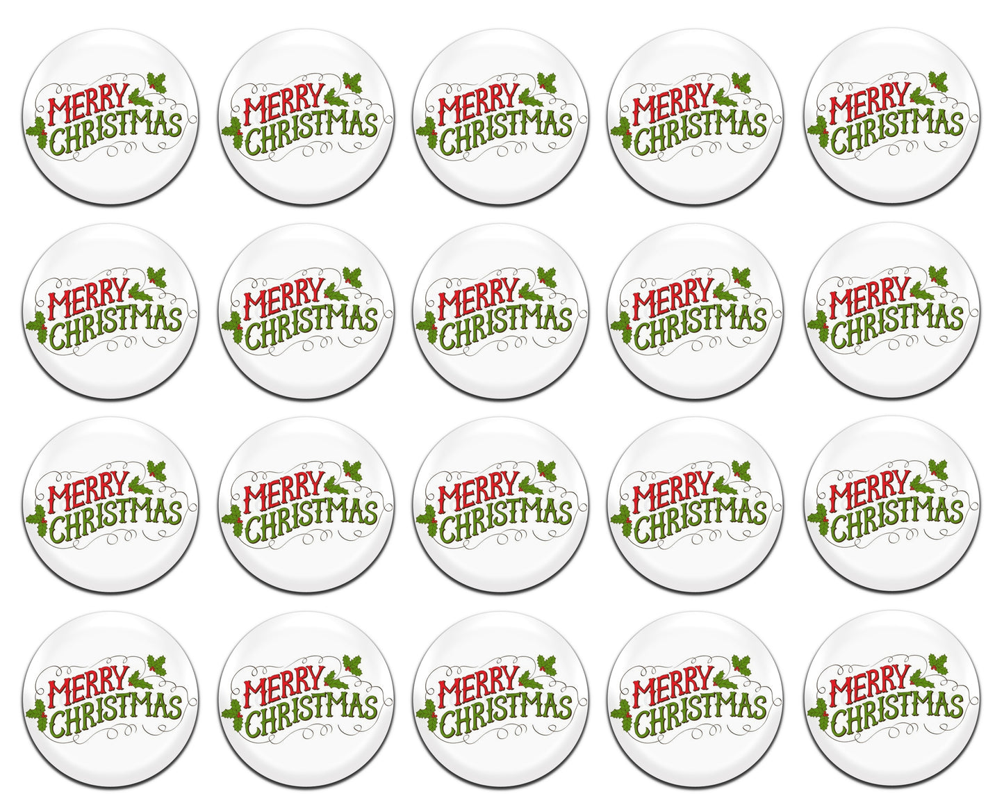 Merry Christmas Xmas Festive 25mm / 1 Inch D-Pin Button Badges (20x Set)