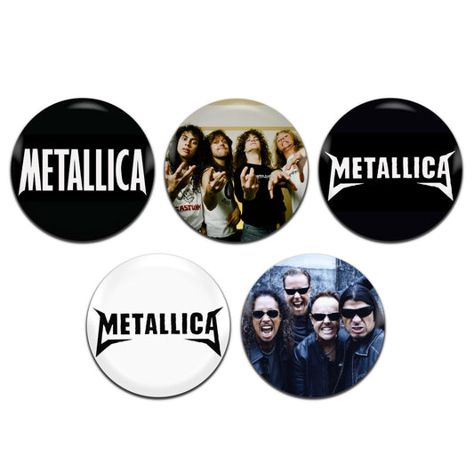 Metallica Heavy Metal Rock 70's 80's 25mm / 1 Inch D-Pin Button Badges (5x Set)