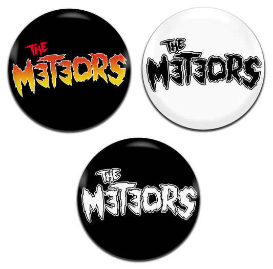Meteors Psychobilly 80's 25mm / 1 Inch D-Pin Button Badges  (3x Set)