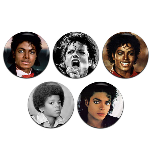 Michael Jackson Soul Pop Rock Singer 70's 80's 90's 25mm / 1 Inch D-Pin Button Badges (5x Set)