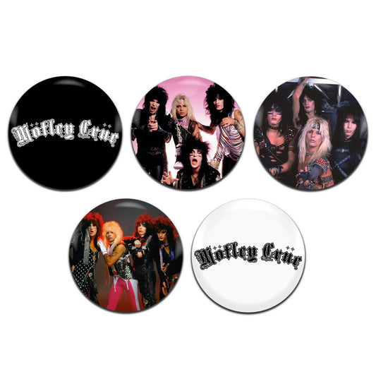 Motley Crue Heavy Metal Rock Band 80's 25mm / 1 Inch D-Pin Button Badges (5x Set)