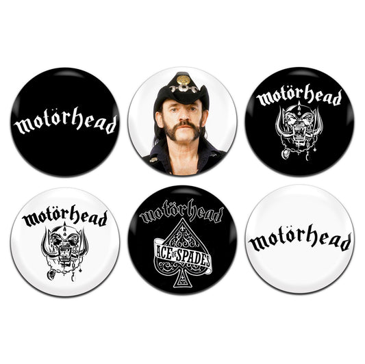 Motorhead Heavy Metal Rock Band 70's 25mm / 1 Inch D-Pin Button Badges (6x Set)