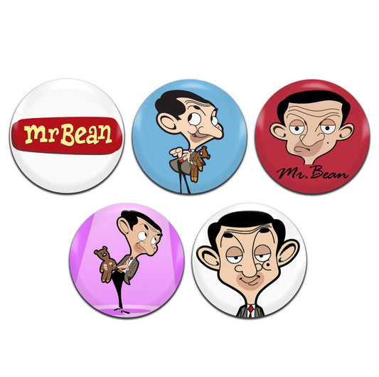 Mr Bean Cartoon Kids TV 00's 25mm / 1 Inch D-Pin Button Badges (5x Set)