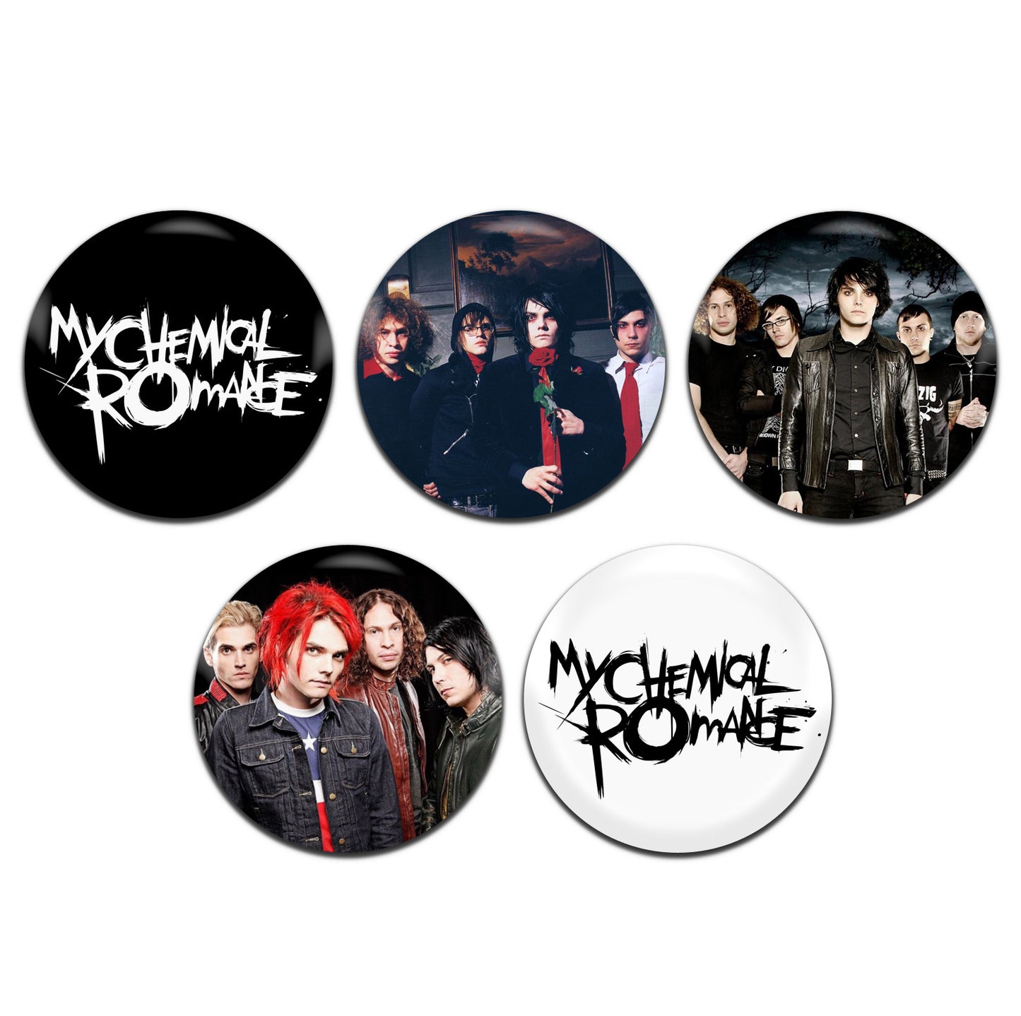 My Chemical Romance Alternative Rock Emo 00's 25mm / 1 Inch D-Pin Button Badges (5x Set)