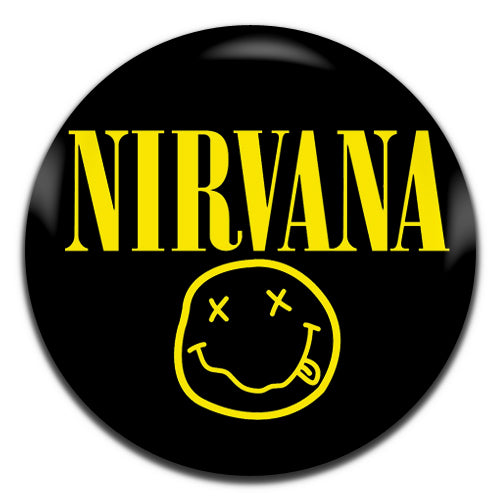 Nirvana Smiley Face Alternative Rock Grunge 90's Black 25mm / 1 Inch D-pin Button Badge