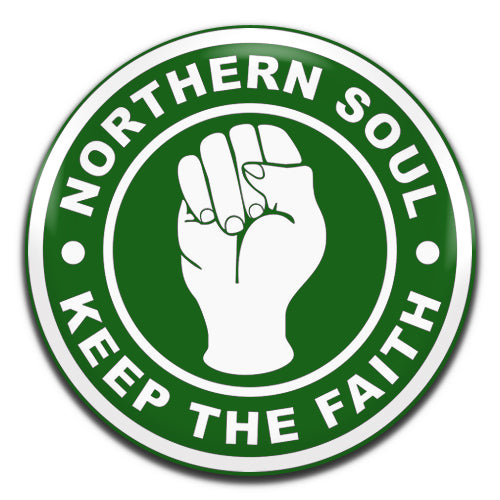 Northern Soul Keep The Faith Mod Green 25mm / 1 Inch D-pin Button Badge