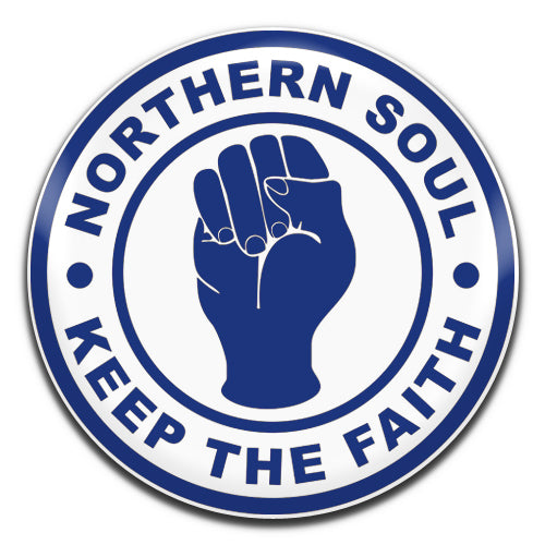 Northern Soul Keep The Faith Mod White Blue 25mm / 1 Inch D-pin Button Badge