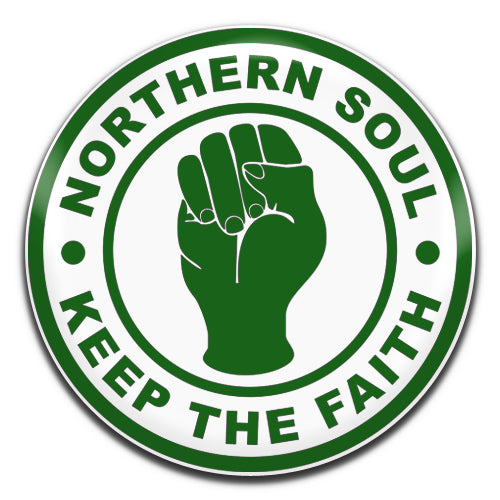 Northern Soul Keep The Faith Mod White Green 25mm / 1 Inch D-pin Button Badge