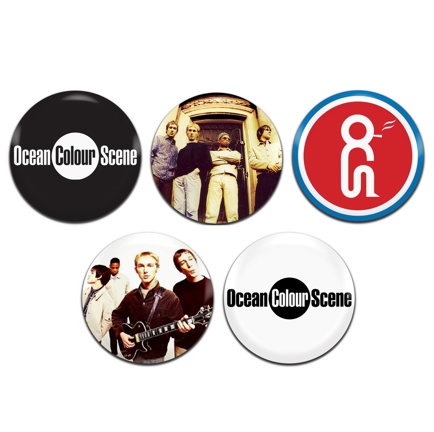 Ocean Colour Scene Indie Rock Britpop 90's 25mm / 1 Inch D-Pin Button Badges (5x Set)