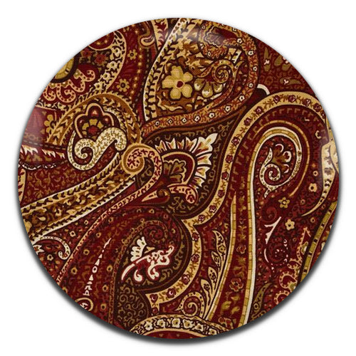 Paisley Pattern Red Hippie Psychedelic 25mm / 1 Inch D-pin Button Badge