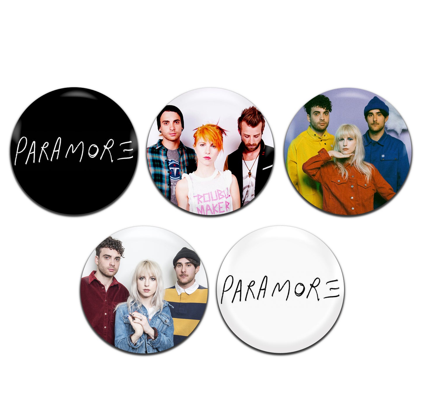 Paramore Pop Rock Alternative Emo 00's 25mm / 1 Inch D-Pin Button Badges (5x Set)