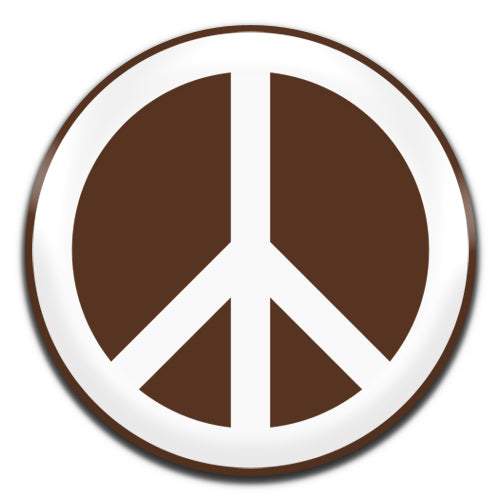 Peace Sign Hippie Retro 60's  Brown 25mm / 1 Inch D-pin Button Badge