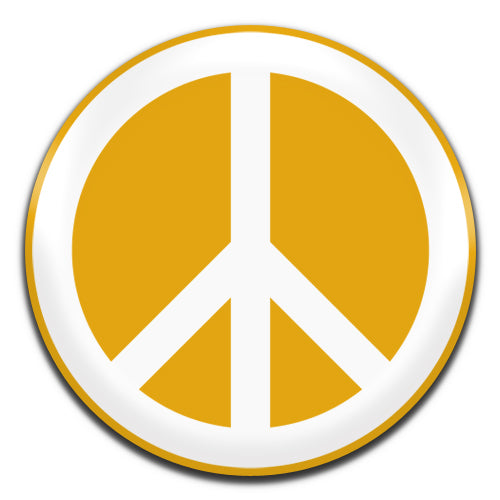 Peace Sign Hippie Retro 60's Yellow 25mm / 1 Inch D-pin Button Badge