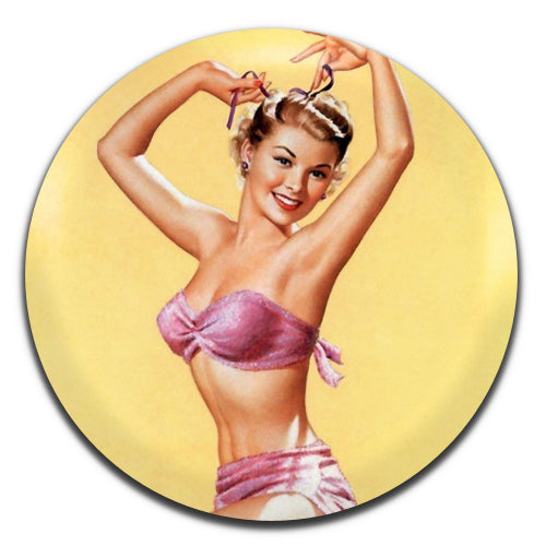 Pin-up Girl Retro 50's 25mm / 1 Inch D-pin Button Badge
