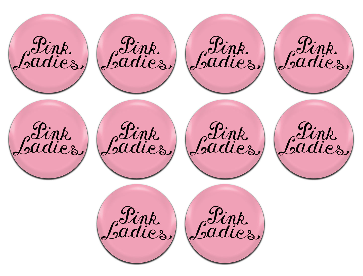 Grease Pink Ladies Movie Musical Film 70's Hen Party 25mm / 1 Inch D-Pin Button Badges (10x Set)
