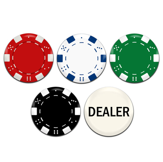 Poker Cards Casino 25mm / 1 Inch D-Pin Button Badges (5x Set)