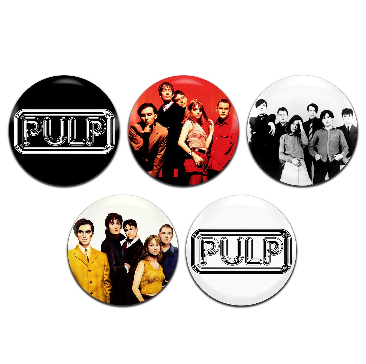 Pulp Indie Rock Brit Pop 90's 25mm / 1 Inch D-Pin Button Badges (5x Set)