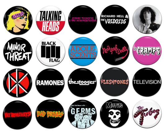 USA Punk Bands 25mm / 1 Inch D-Pin Button Badges (20x Set)