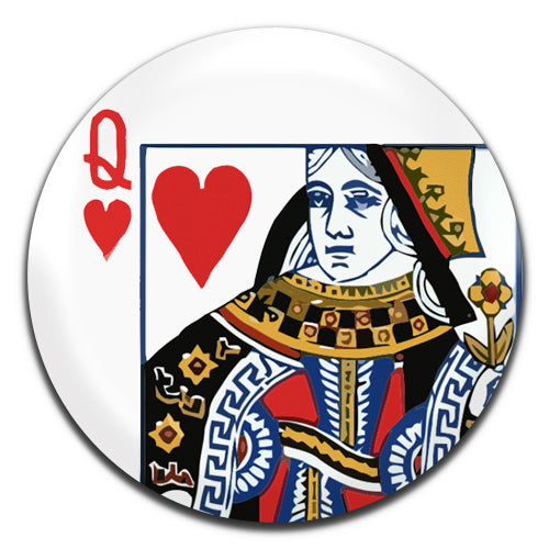 Queen Of Hearts Cards Poker Blackjack 25mm / 1 Inch D-pin Button Badge