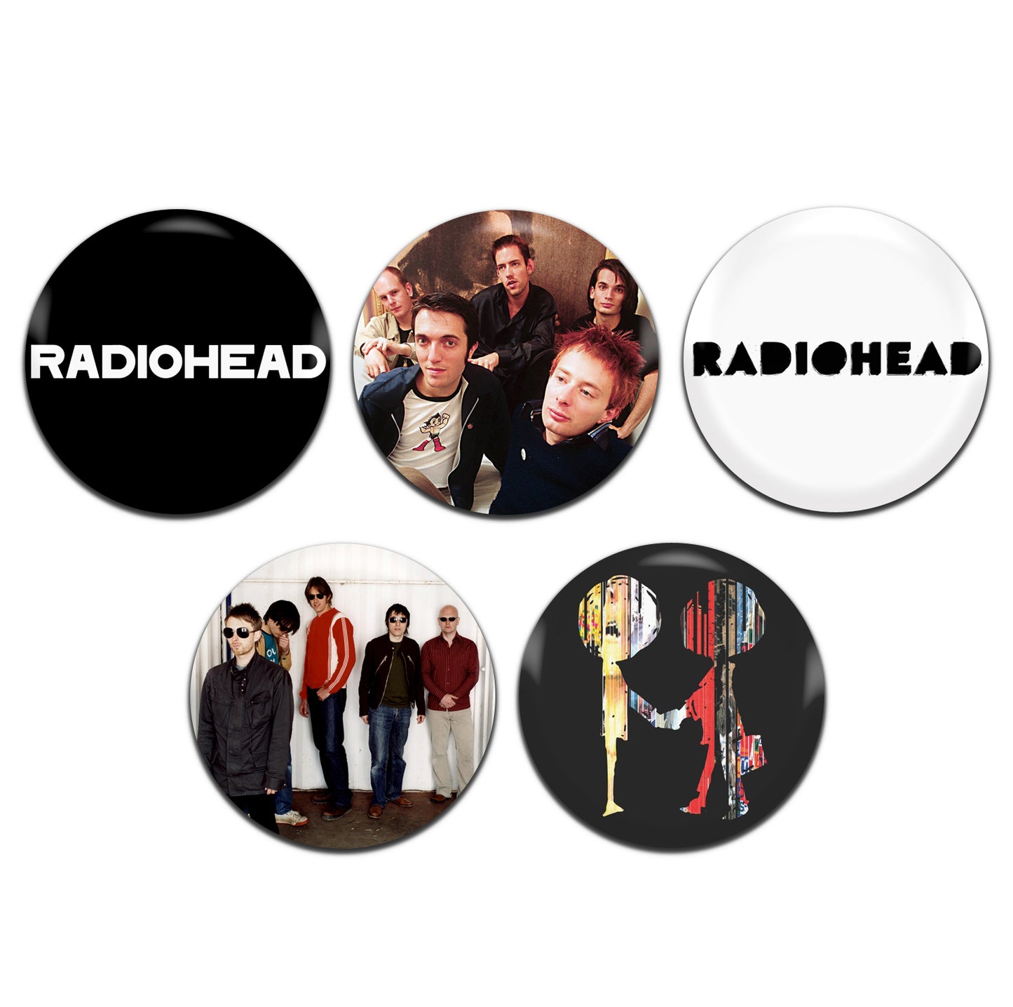Radiohead Indie Alternative Rock 90's 25mm / 1 Inch D-Pin Button Badges (5x Set)