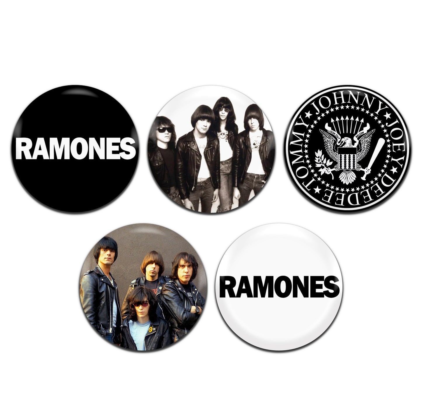 Ramones Punk Rock 70's 25mm / 1 Inch D-Pin Button Badges (5x Set)