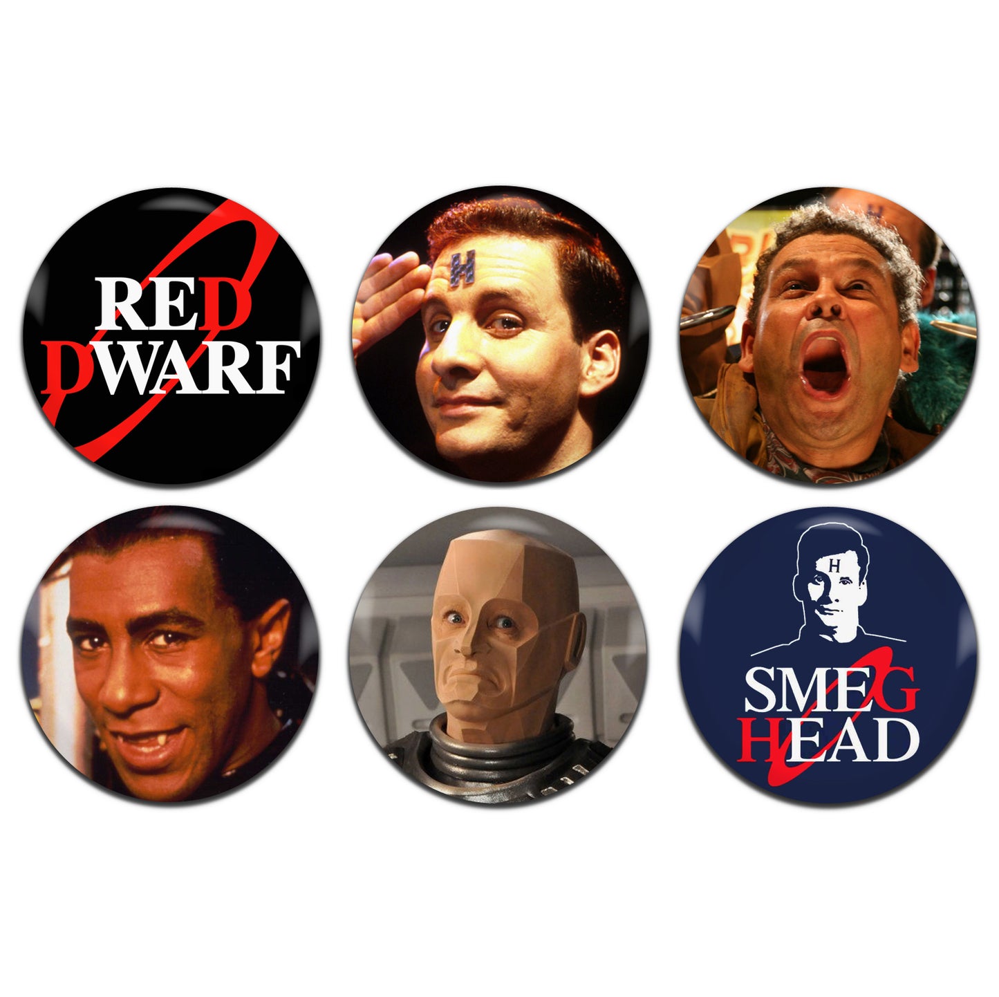 Red Dwarf TV Comedy 90's 25mm / 1 Inch D-Pin Button Badges (6x Set)
