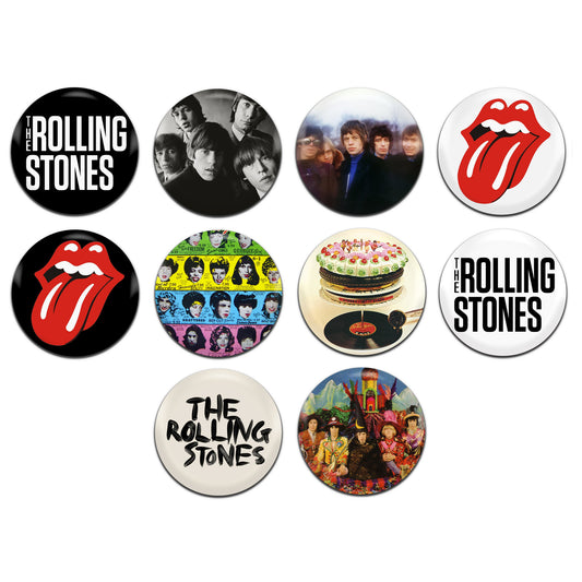 Rolling Stones Rock Pop Psychedelic Glam 60's 70's 25mm / 1 Inch D-Pin Button Badges (10x Set)