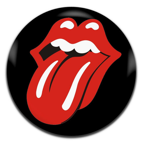 Rolling Stones Tongue Rock Pop Psychedelic Glam 60's 70's Black 25mm / 1 Inch D-pin Button Badge
