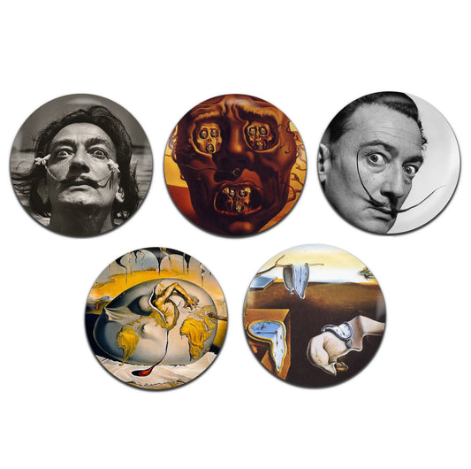 Salvador Dali Artist Art Paintings 25mm / 1 Inch D-Pin Button Badges (5x Set)