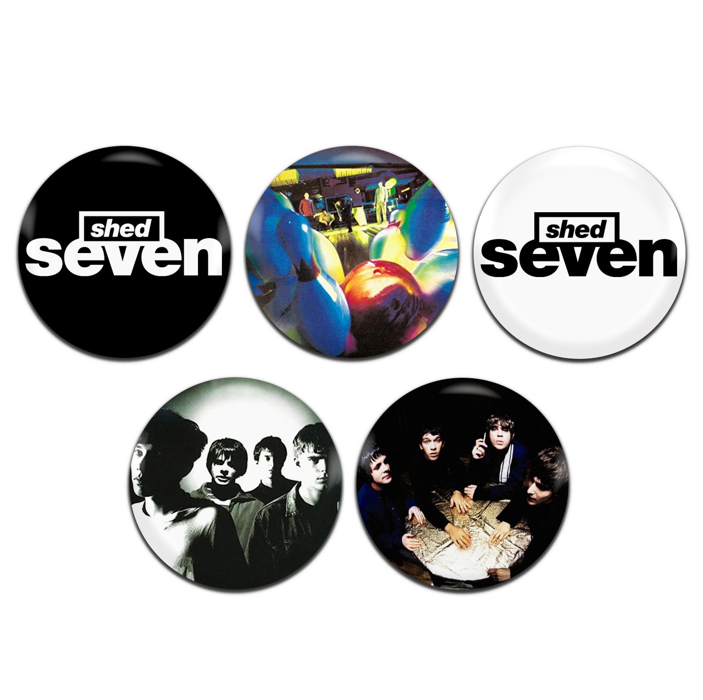 Shed Seven Britpop Indie Rock 90's 25mm / 1 Inch D-Pin Button Badges (5x Set)